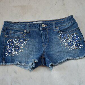 Aeropostale Jean Shorts with flower embellishments size 3/4 (Juniors)